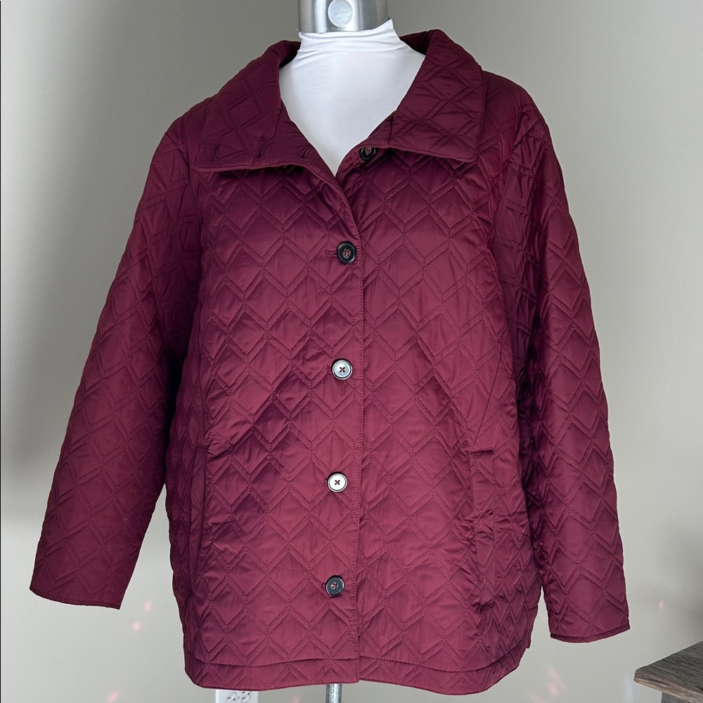 Lands’ End NWT Insulated Packable Quilted Barn Jacket Burgundy 2X